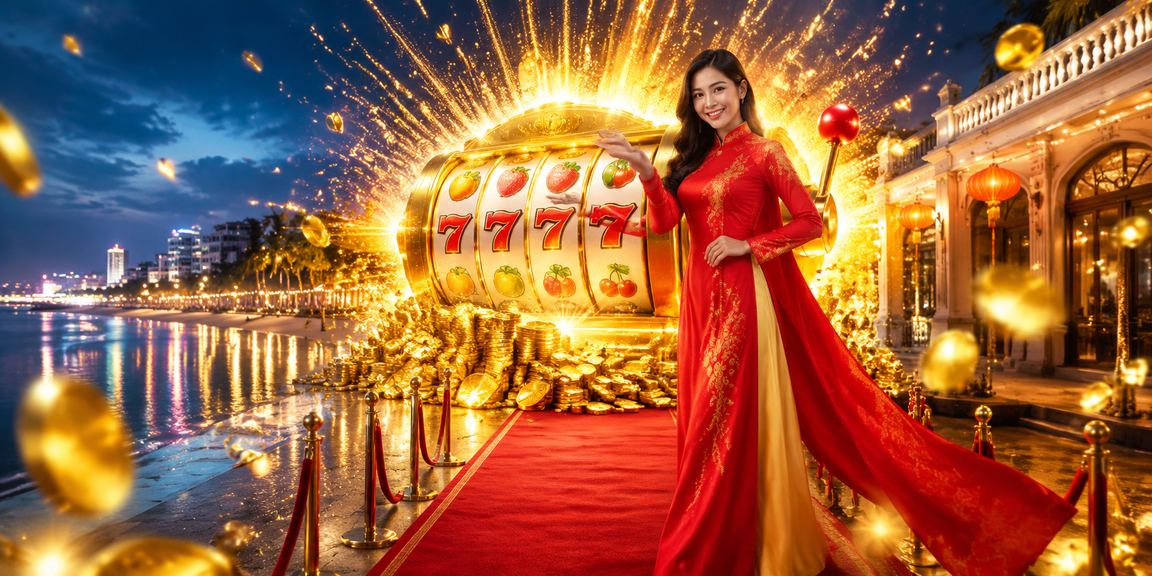 Phụ nữ mặc áo dài tại Vũng Tàu chơi slot game và theo dõi giao dịch tài chính trực tuyến